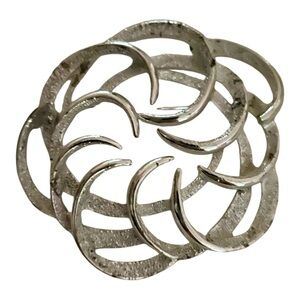 Sarah Coventry Large Swirl Brooch, Bright Silver, Elegant Round Swirls.